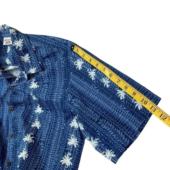 Pacific Legend Hawaiian Short Sleeve Button Down Shirt XL Blue White Palm Trees - Picture 13 of 16